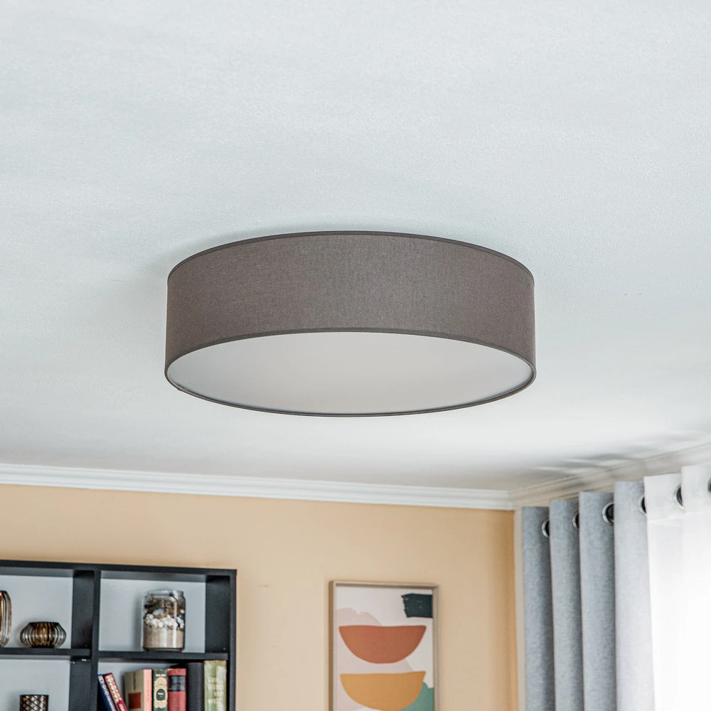 Abat-jour conique Euluna Roller plafond, abat-jour en tissu couleur terre, Ø50cm