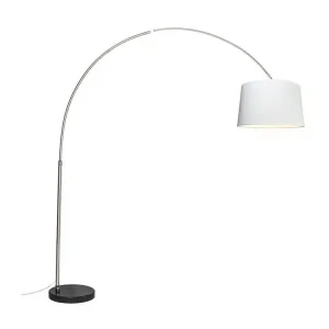 Design Contemporain Arc lampe abat-jour tissu acier blanc 45 cm - XXL