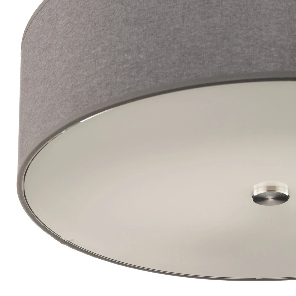 Design Contemporain Plafonnier Viviane avec abat-jour textile, gris