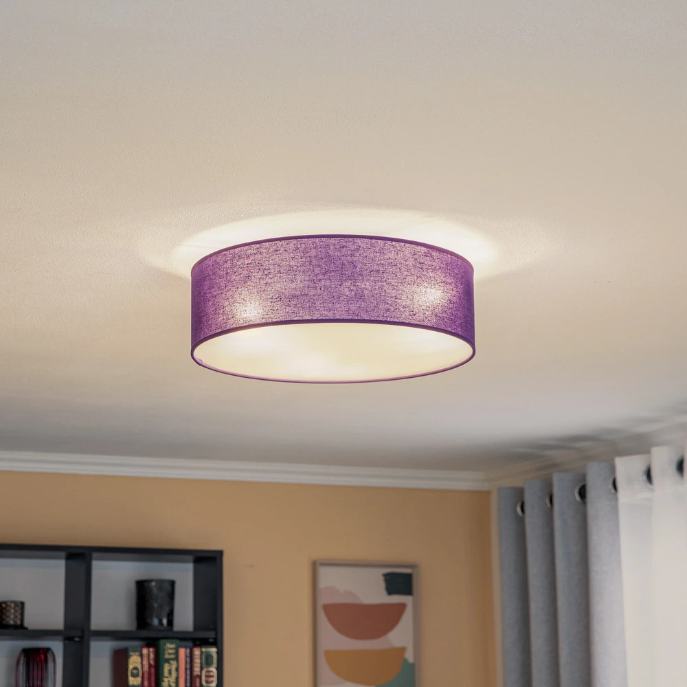 Euluna Roller couverture, abat-jour en tissu violet, Ø 40 cm avec câble textile