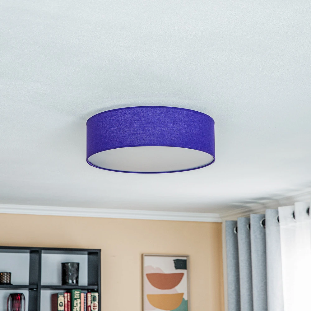 Euluna Roller couverture, abat-jour en tissu violet, Ø 40 cm avec câble textile