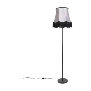 Lampadaire authentique noir avec abat-jour Granny B gris - Simplo