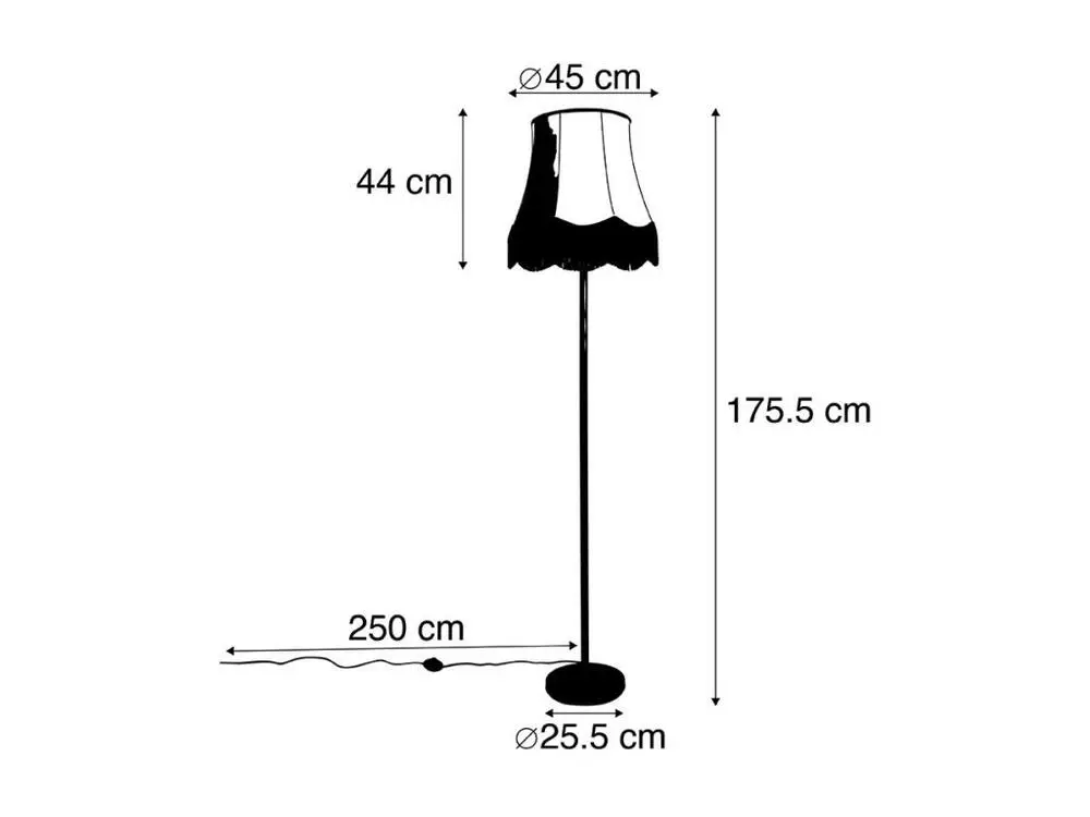 Lampadaire authentique noir avec abat-jour Granny B gris - Simplo