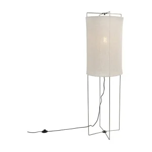 Lampadaire design acier avec abat-jour en lin écru - Rich