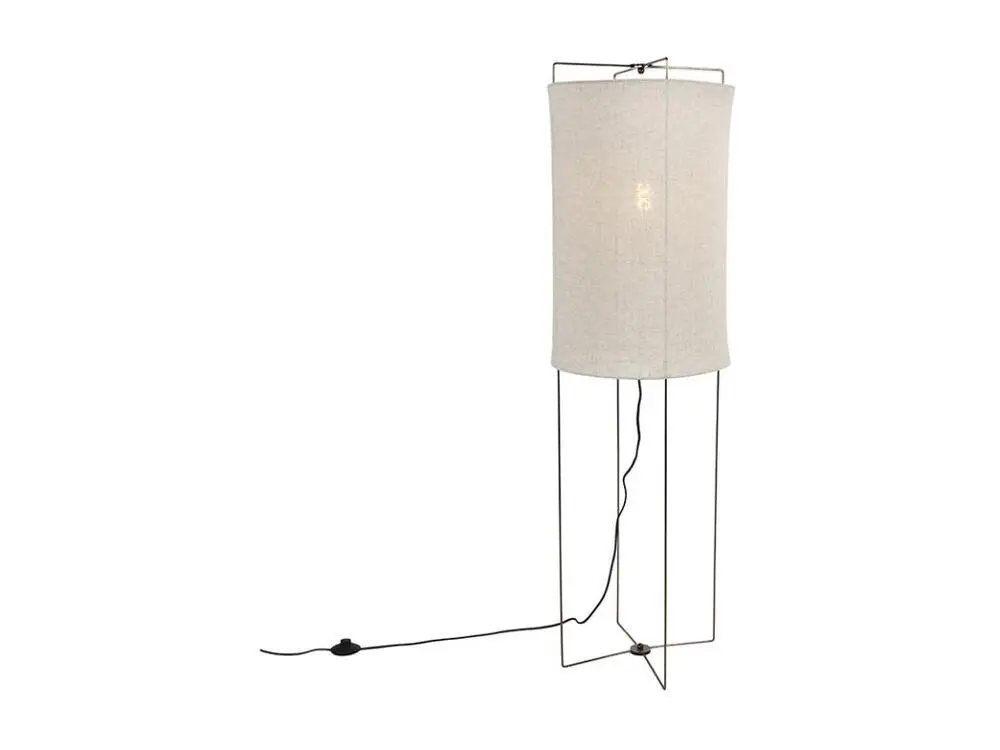 Lampadaire design acier avec abat-jour en lin écru - Rich