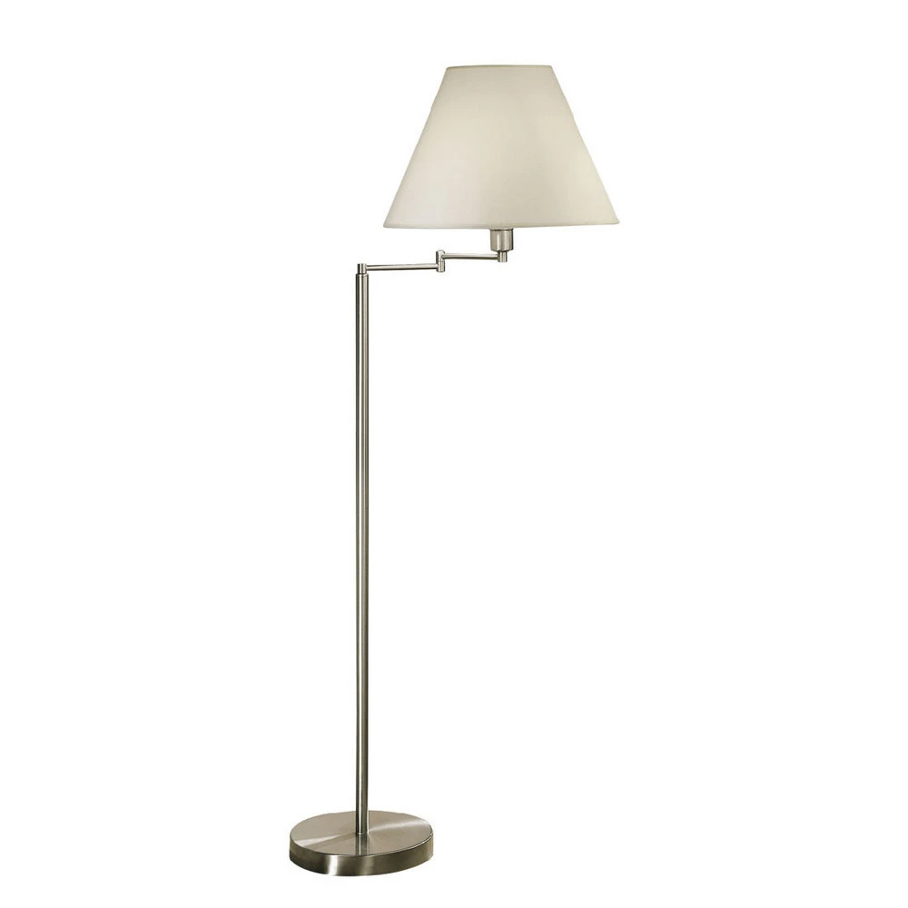 Lampadaire Hilton, abat-jour tissu blanc, nickel avec douille E27