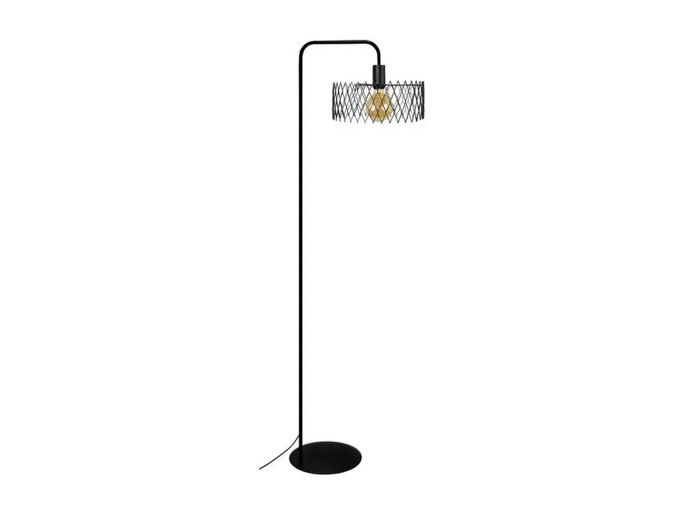 Lampadaire métal abat-jour noir 157 cm. en papier artisanal
