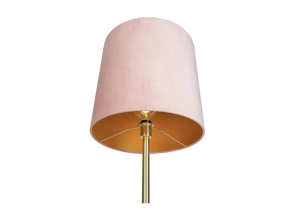 Lampadaire romantique en laiton avec abat-jour rose 40 cm - Simplo pour éclairage d'ambiance