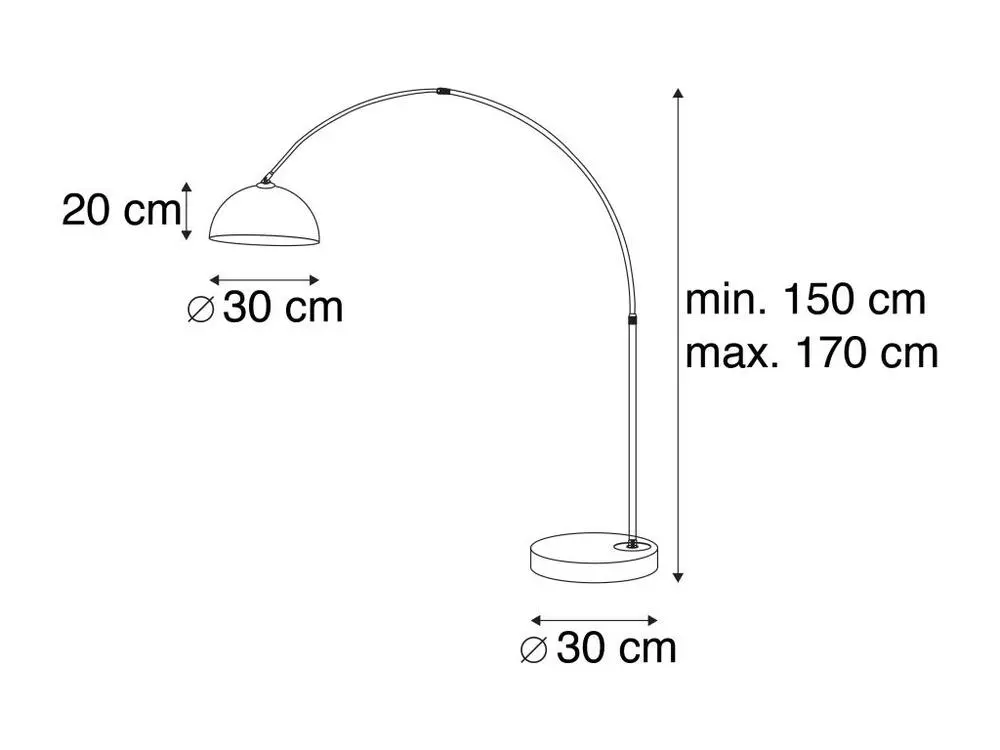 Lampe à arc intelligente chrome avec abat-jour blanc avec Wifi A60 - Arc Basique