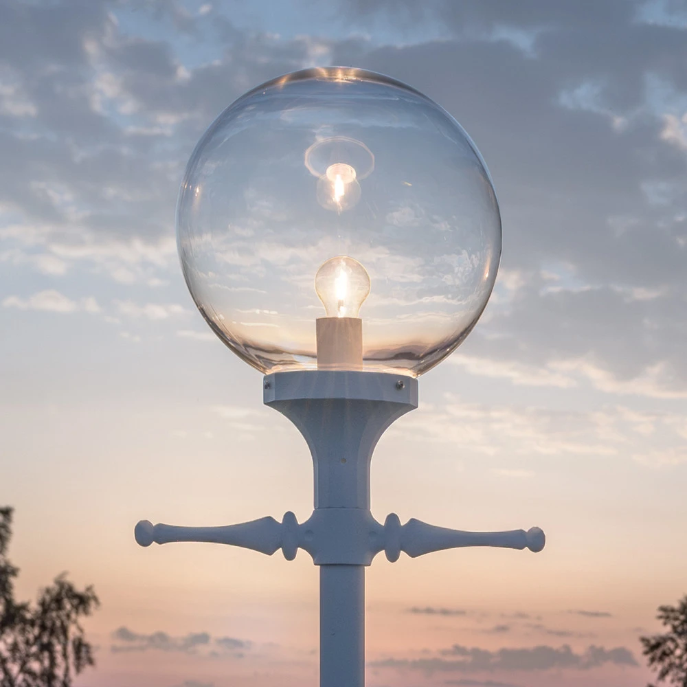 Lampe mât Orion blanc abat-jour sphère cristallin | Dimmable | Haute luminosité