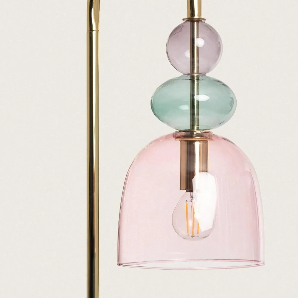 Lustre en métal avec abat-jour de verre et éclairage LED | Dimmable | Haute luminosité