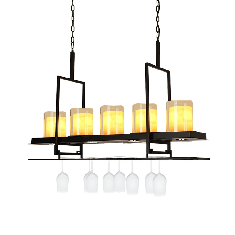 Plafonnier classique en verre cylindrique pour salle à manger, 3/5 lumières, avec abat-jour intérieur en marbre jaune