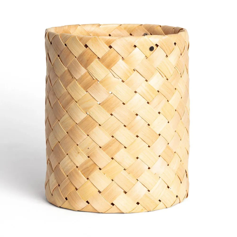 Socle en bois massif Lampe en bambou avec abat-jour, technologie d'éclairage LED intégrée.