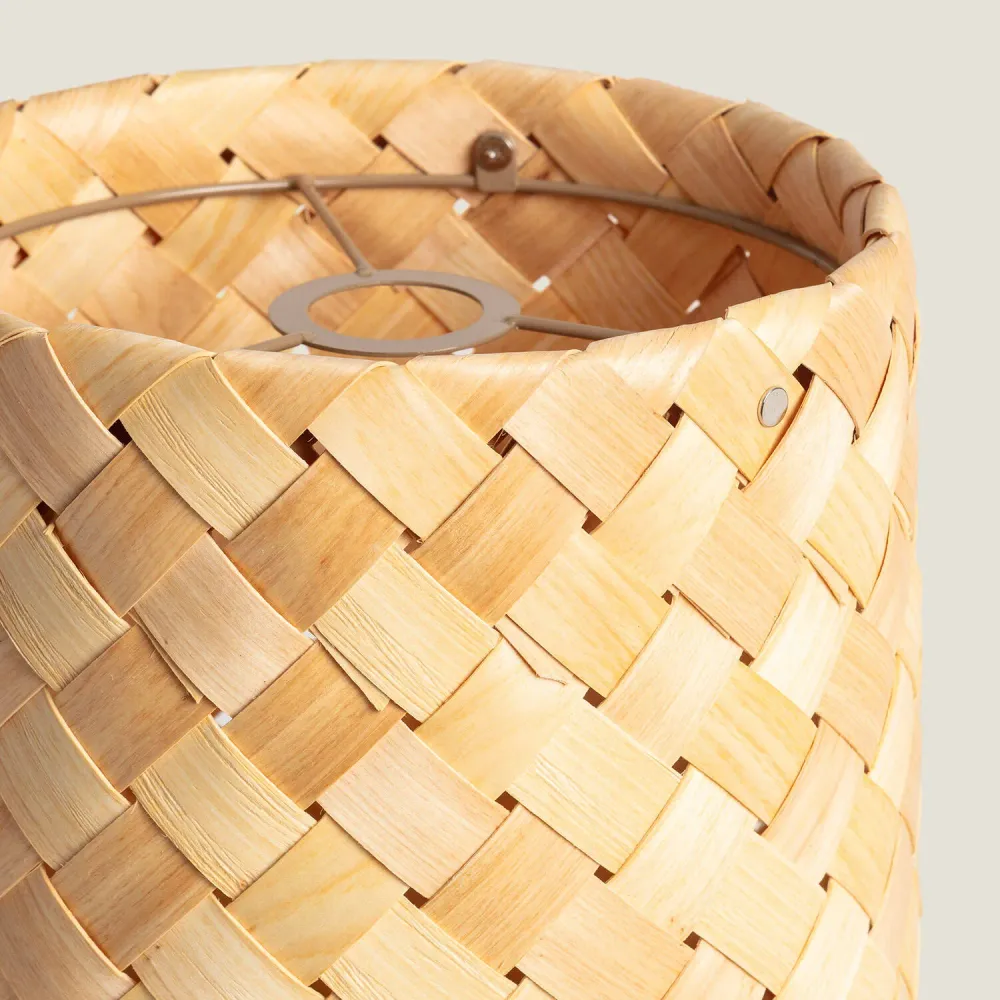 Socle en bois massif Lampe en bambou avec abat-jour, technologie d'éclairage LED intégrée.