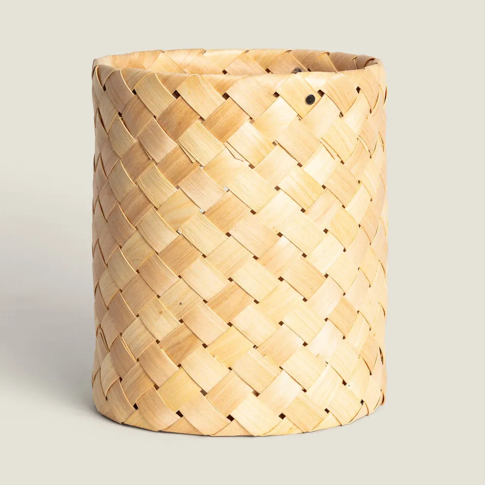 Socle en bois massif Lampe en bambou avec abat-jour, technologie d'éclairage LED intégrée.