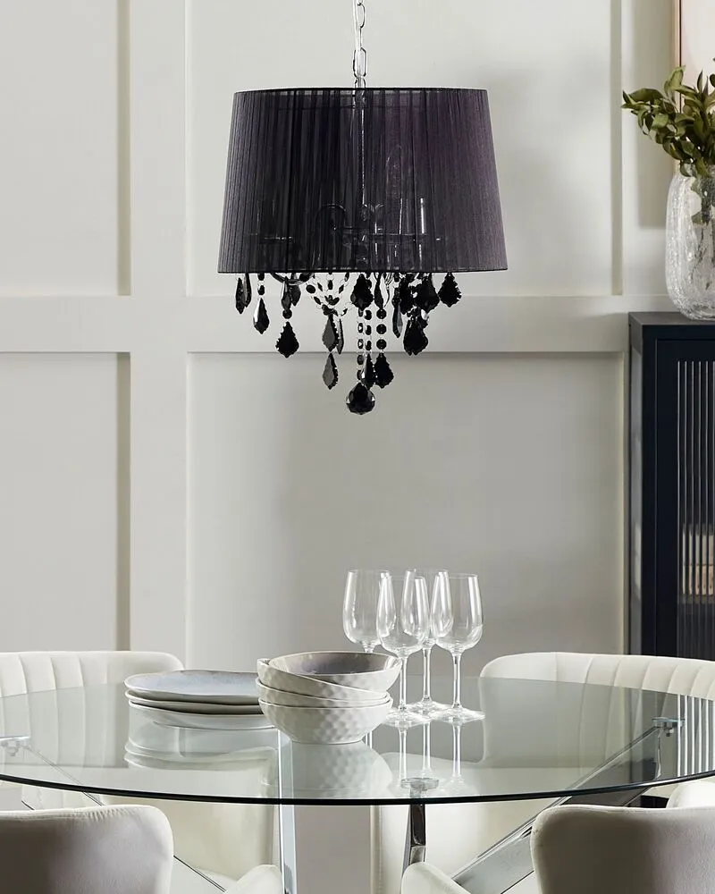 Socle en céramique Lustre avec abat-jour noir EVANS