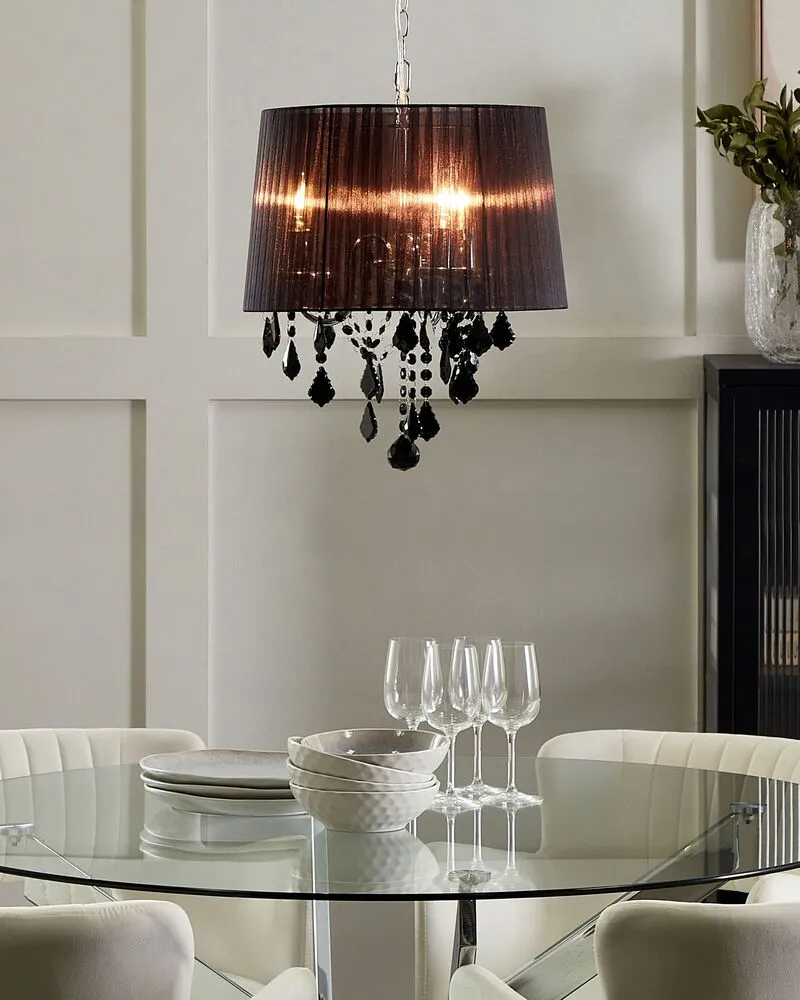 Socle en céramique Lustre avec abat-jour noir EVANS