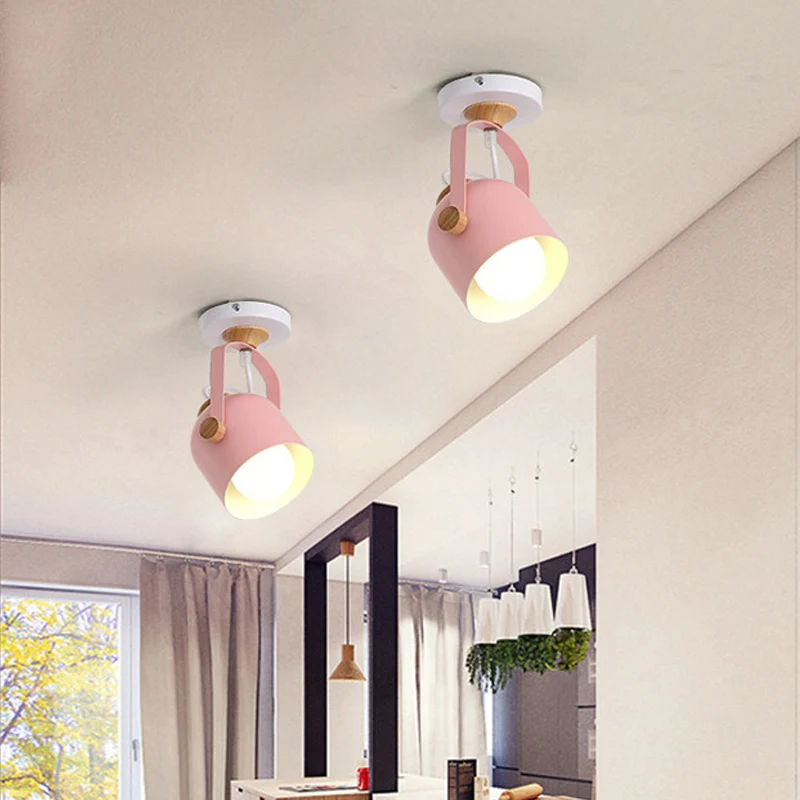 Suspension à abat-jour Plafonnier métallique rotatif Macaron Loft, 1 lumière, abat-jour en forme de tasse, pour salle de bain