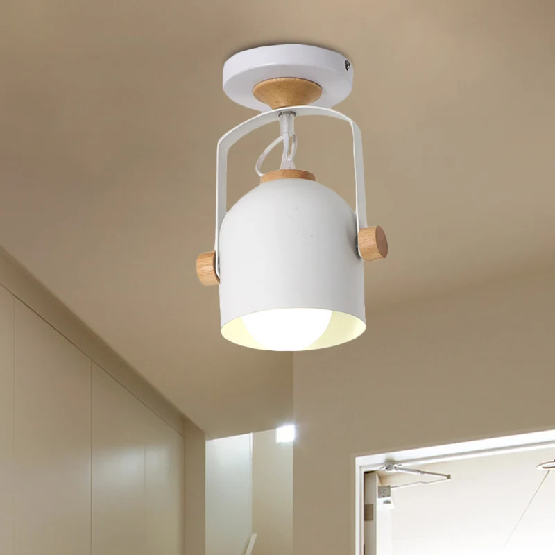 Suspension à abat-jour Plafonnier métallique rotatif Macaron Loft, 1 lumière, abat-jour en forme de tasse, pour salle de bain