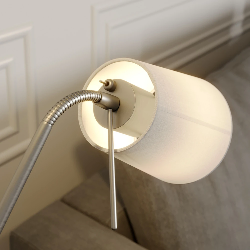 Suspension à trois bras Lindby Nantwin lampadaire, abat-jour tissu, blanc