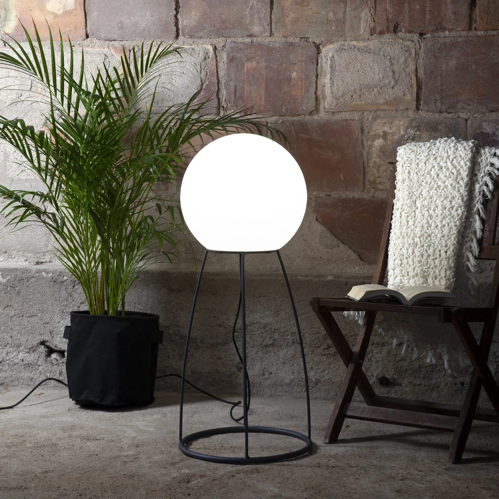 Lampe de terrasse Mallorca 95 cm noir/blanc plastique/métal