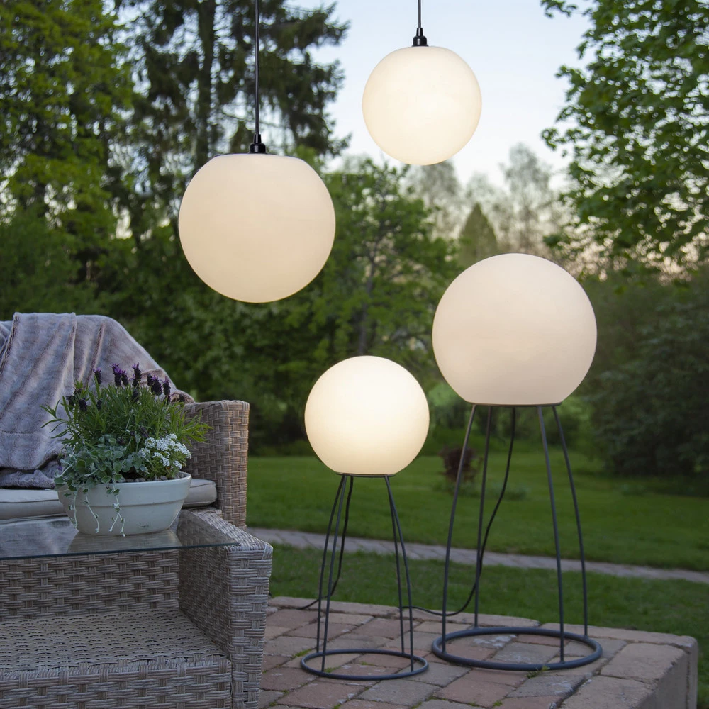 Lampe de terrasse Mallorca 95 cm noir/blanc plastique/métal