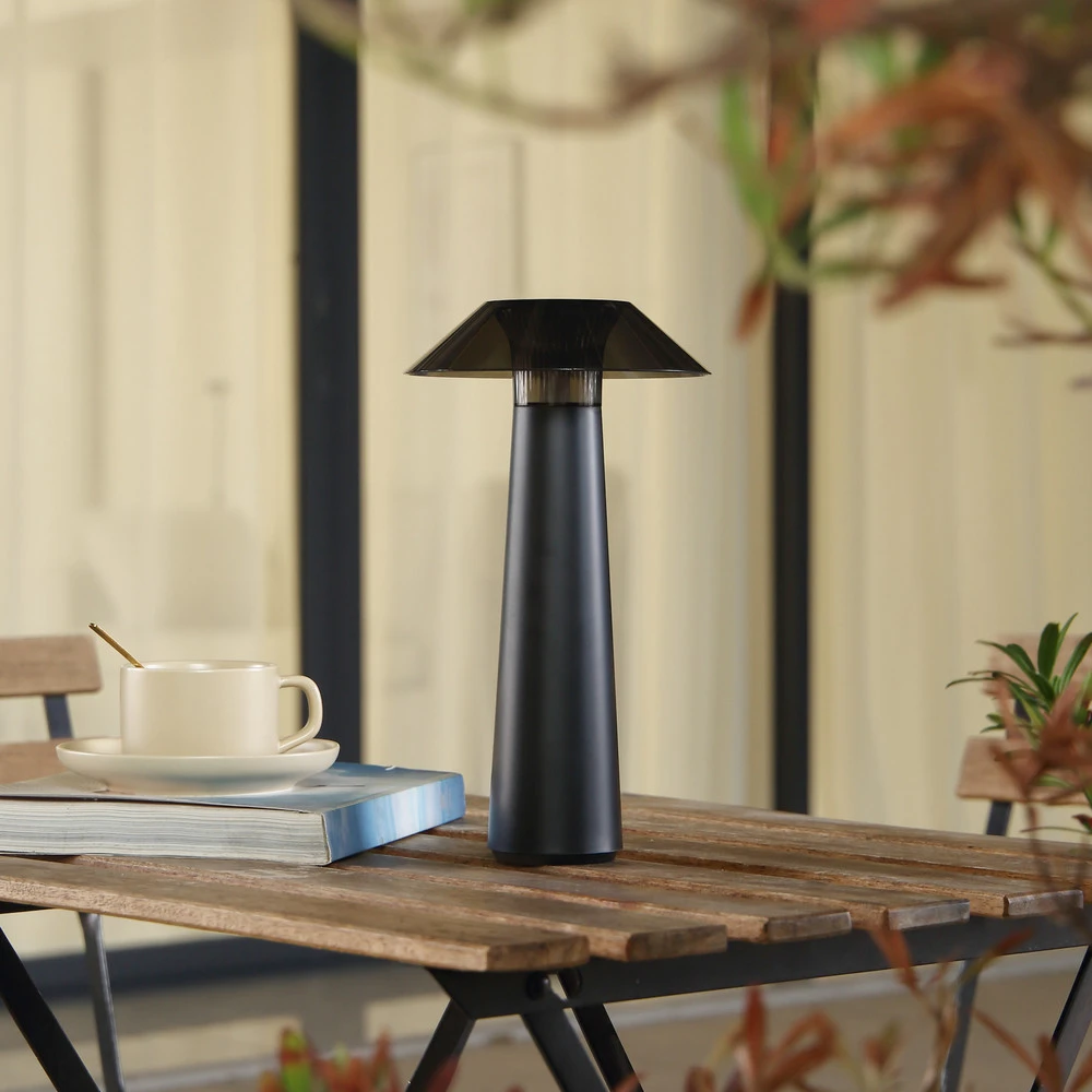 Lindby Lampe d'extérieur à LED accumulateur Gomba, noir, intensité variable