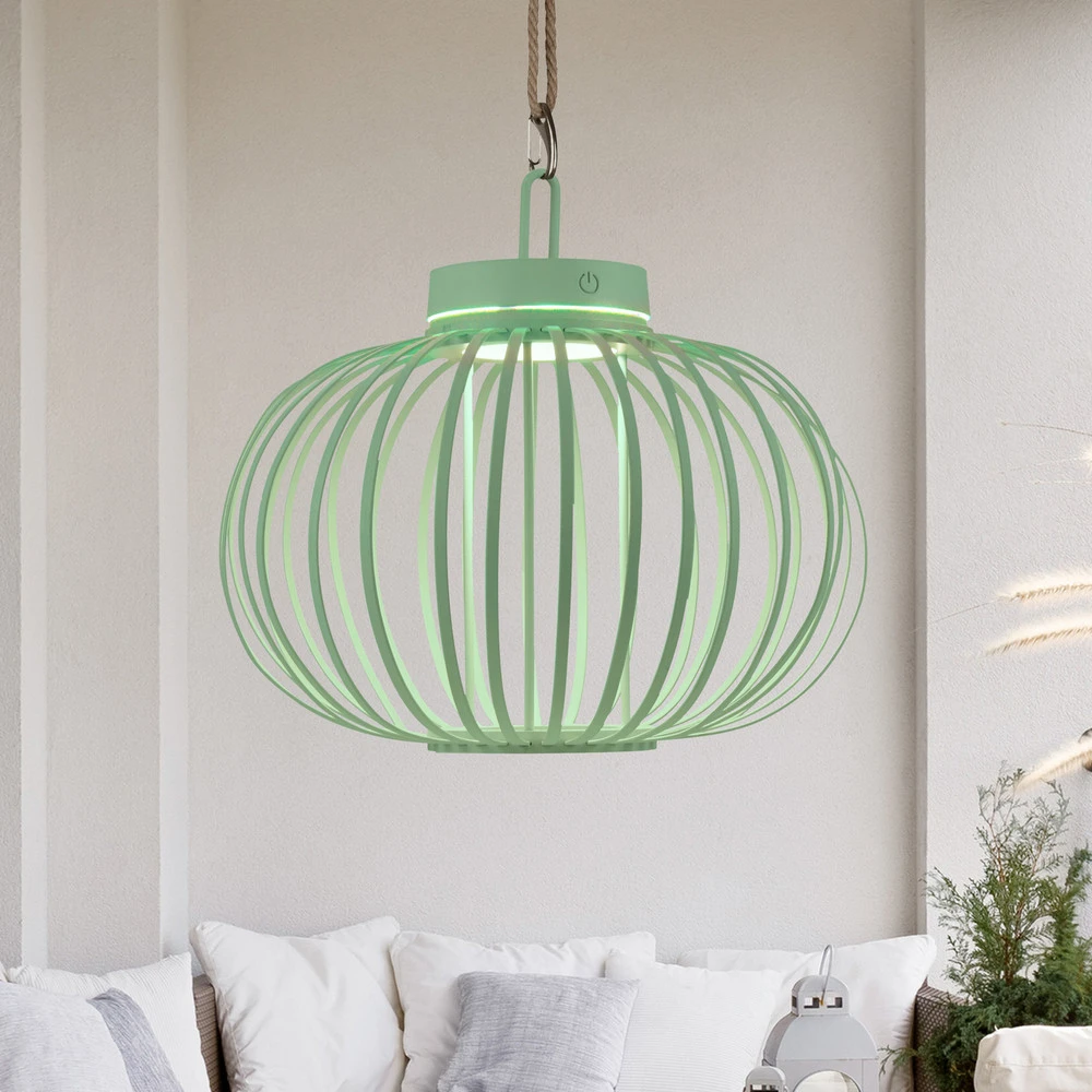 JUST LIGHT. Lampe de table LED accumulateur Akuba, vert, 33 cm, bambou