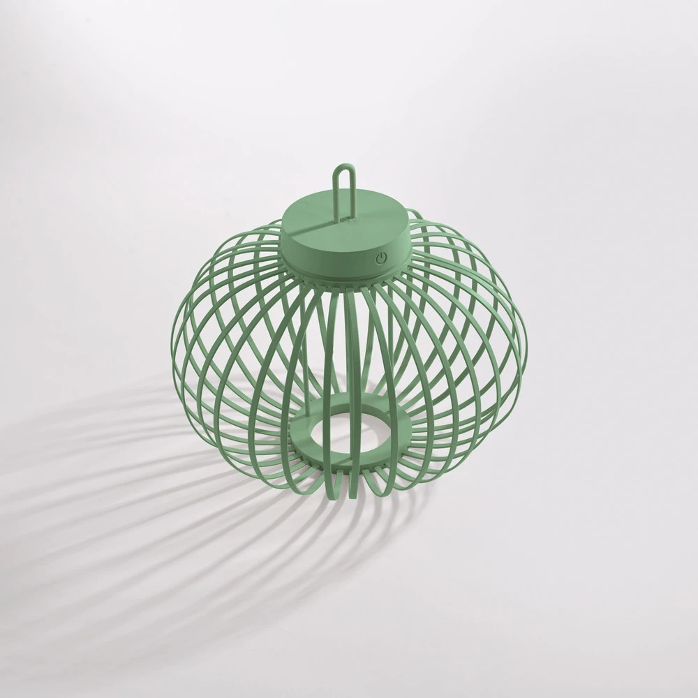 JUST LIGHT. Lampe de table LED accumulateur Akuba, vert, 33 cm, bambou