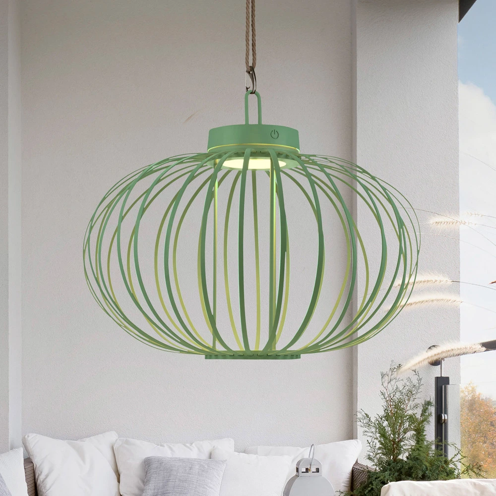 JUST LIGHT. Lampe de table LED à autonomie renouvelable Akuba, vert, 37 cm, bambou en acier galvanisé