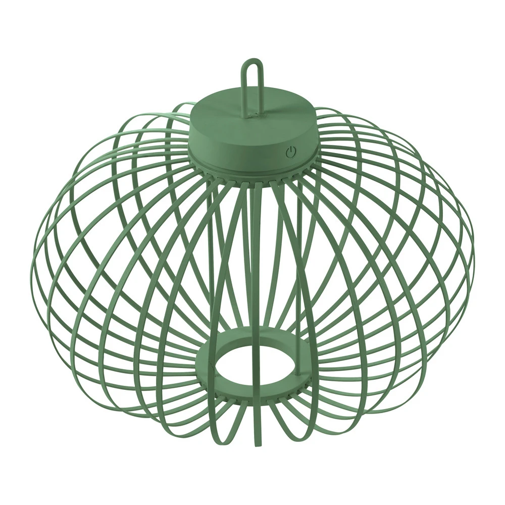 JUST LIGHT. Lampe de table LED à autonomie renouvelable Akuba, vert, 37 cm, bambou en acier galvanisé