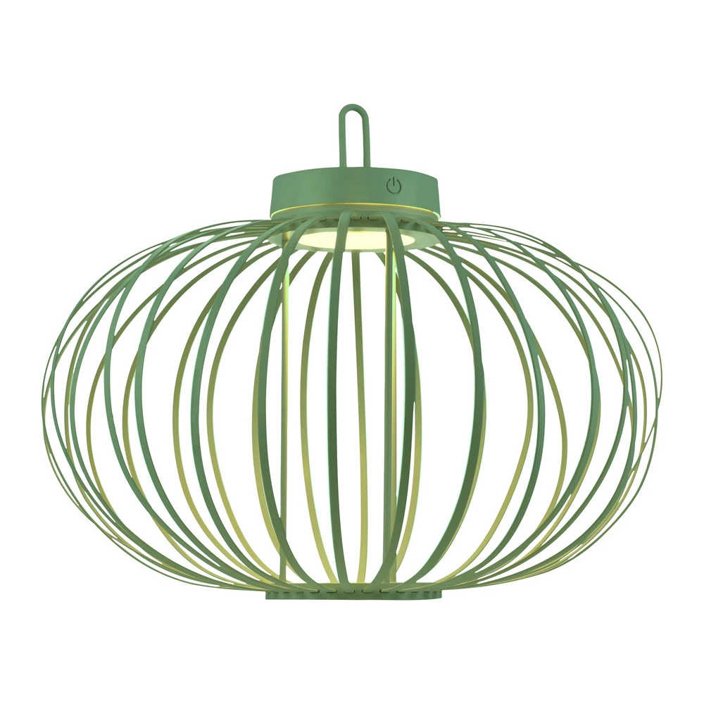 JUST LIGHT. Lampe de table LED à autonomie renouvelable Akuba, vert, 37 cm, bambou en acier galvanisé