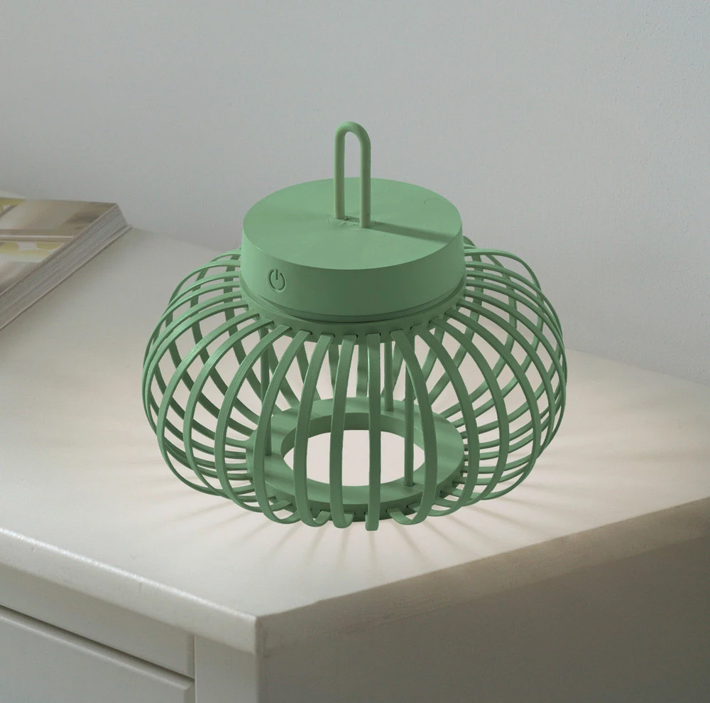 Lanterne murale JUST LIGHT. Lampe de table LED à autonomie renouvelable Akuba, vert, 22 cm, bambou