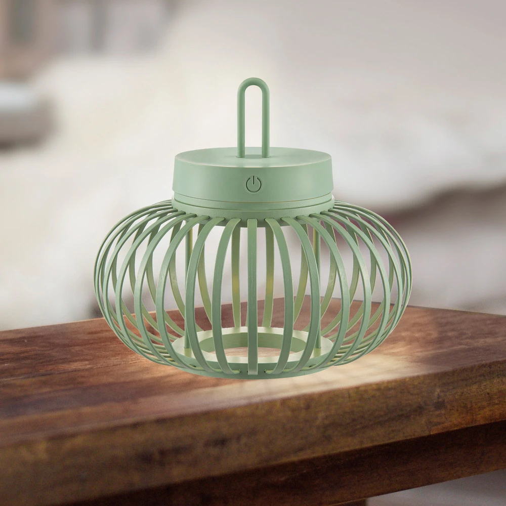 Lanterne murale JUST LIGHT. Lampe de table LED à autonomie renouvelable Akuba, vert, 22 cm, bambou