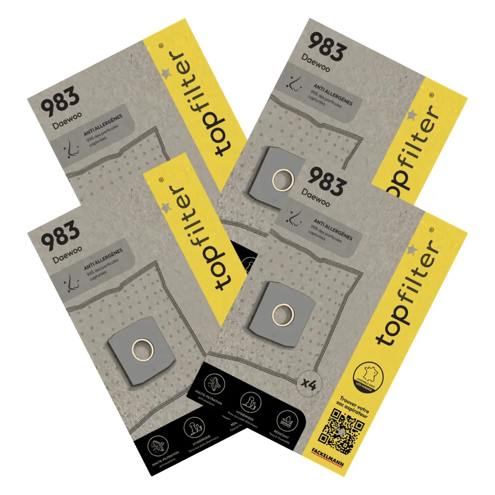 Lot de 4 packs de 4 sacs aspirateur 64983 pour Daewoo TopFilter Privilégié