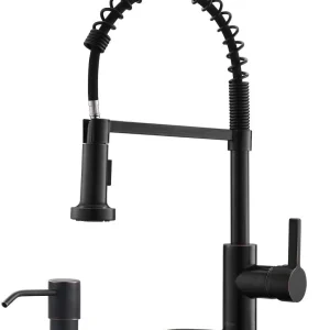 APPASO Moderne Robinet de cuisine commercial ressort avec distributeur de savon Cuivre étain huilé 105ORB