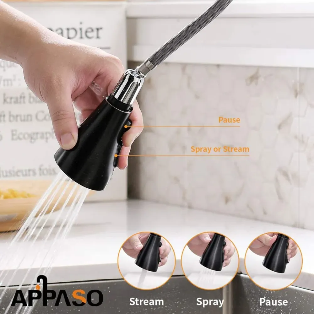 APPASO Robinet de cuisine à tirette à poignée unique avec distributeur de savon Cuivre étain huilé 149ORB