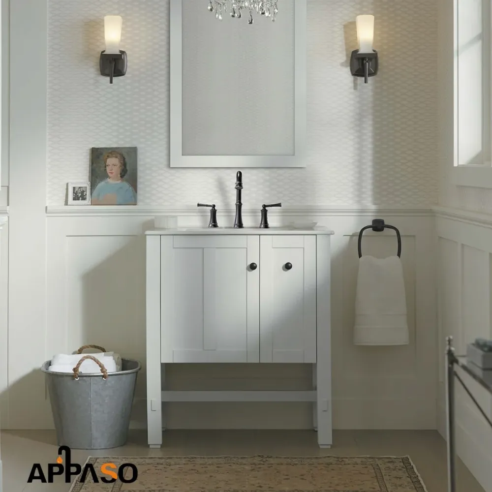 APPASO 3 trous Robinet de lavabo En Laiton Massif à 2 poignées avec distributeur de savon Bronzé huilé 122ORB