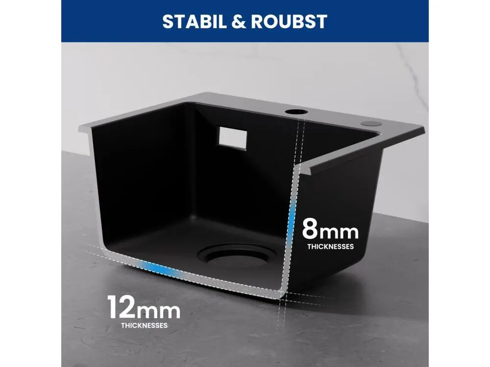 Cecipa max 40x45cm Evier de Cuisine en Quartz et Résine + Distributeur de Savon, Evier 1 Bac à Encastrer Evier de Cuisine...