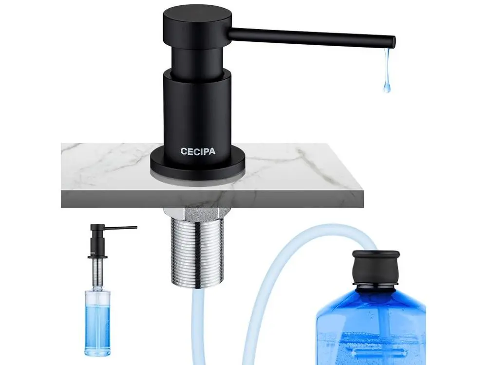 Cecipa MAX Distributeur de Savon de Cuisine avec Récipient de 300ML + Tuyau d'extension en Silicone de 1,25M - Distri...