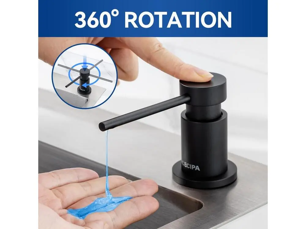 Cecipa MAX Distributeur de Savon de Cuisine avec Récipient de 300ML + Tuyau d'extension en Silicone de 1,25M - Distri...