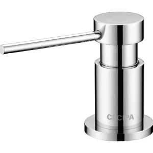 Cecipa MAX Distributeur de Savon de Cuisine Chromé Distributeur de Savon pour Evier avec Récipient de 300ML + Tuyau d'...