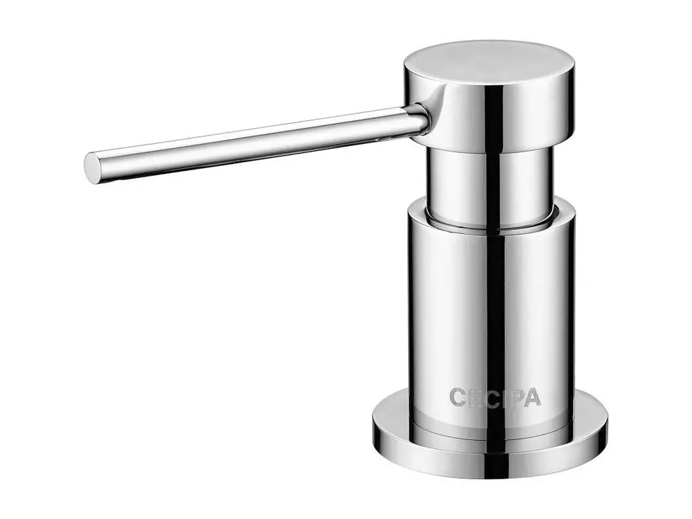 Cecipa MAX Distributeur de Savon de Cuisine Chromé Distributeur de Savon pour Evier avec Récipient de 300ML + Tuyau d'...