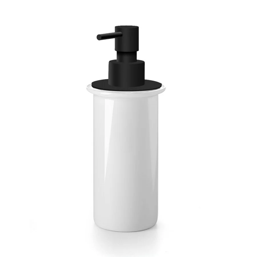 Distributeur de savon Lineabeta collection Baketo-Duemila-Picola en porcelaine avec pompe distributrice noire