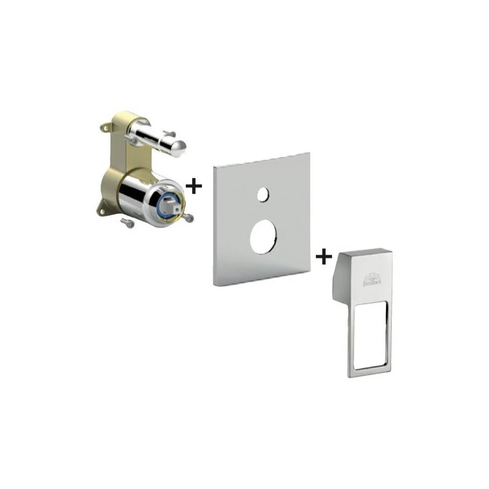 Mitigeur encastré avec déviateur PBOX 015 plaque ABS série Ringo modèle RINBOX015CR chromé Paffoni