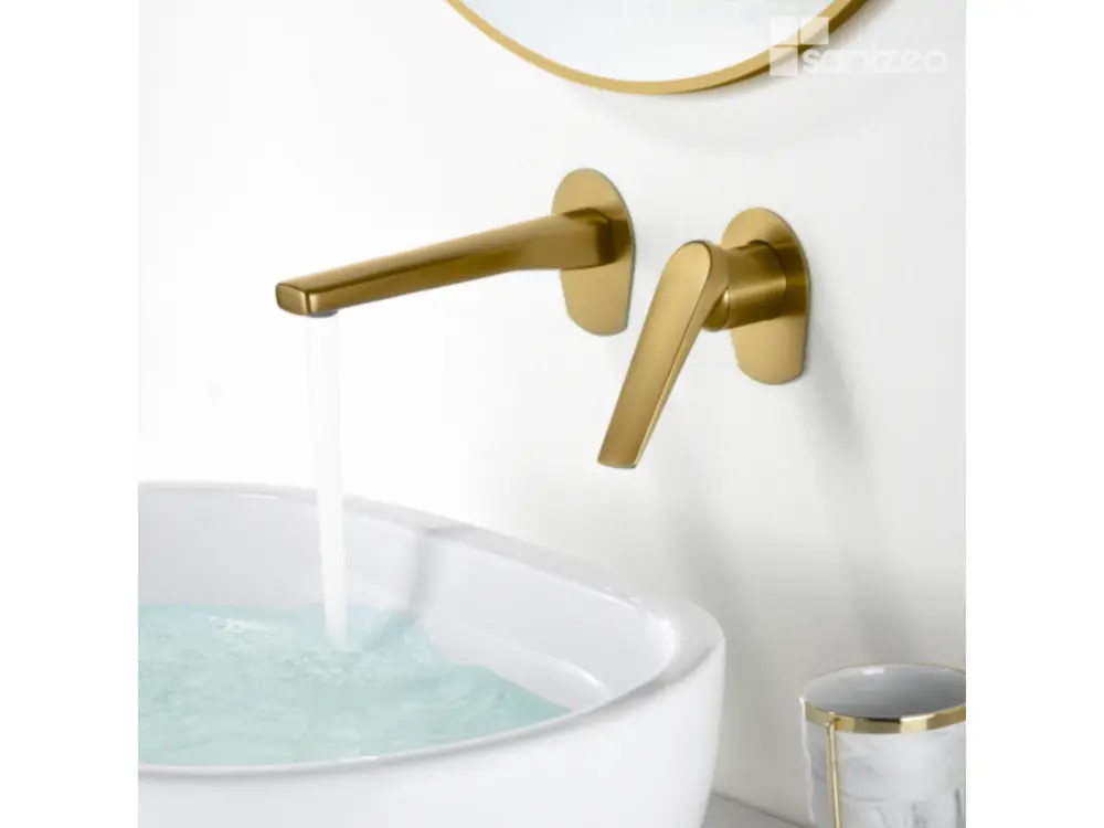 Robinet Mitigeur de Lavabo Encastré anti-calcaire Or Brossé IMEX Sanizéo DELOS GLD055/OC