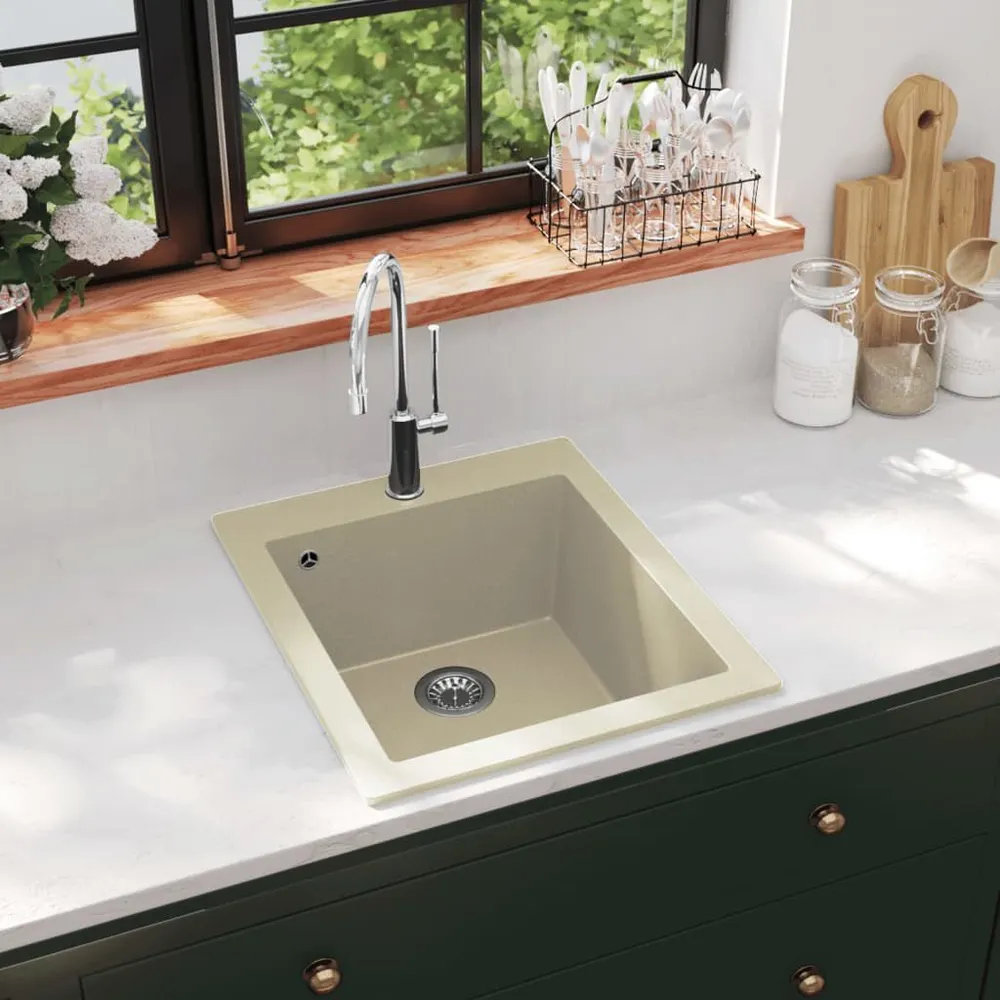 Évier de cuisine Granit Seul lavabo Crème
