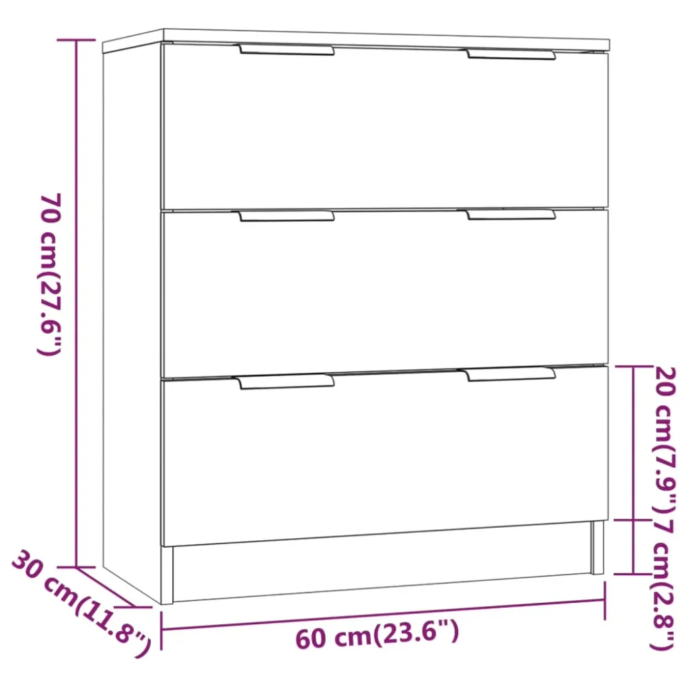 Buffet bahut commode armoire meuble de rangement organisateur cuisine salle de séjour salonsonoma 60 x 30 x 70 cm bois d'i...