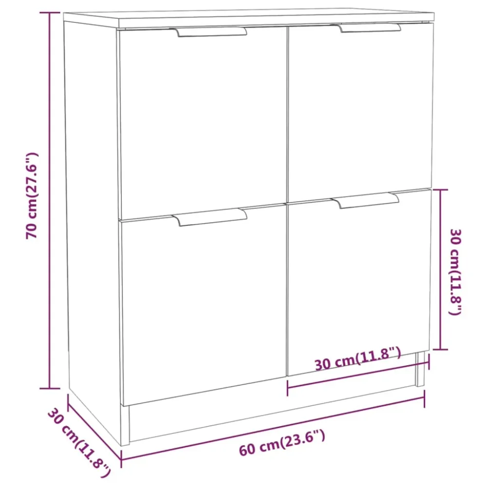 Buffet bahut commode armoire meuble de rangement organisateur cuisine salle de séjour salons lot de 2 60 x 30 x 70 cm bois...