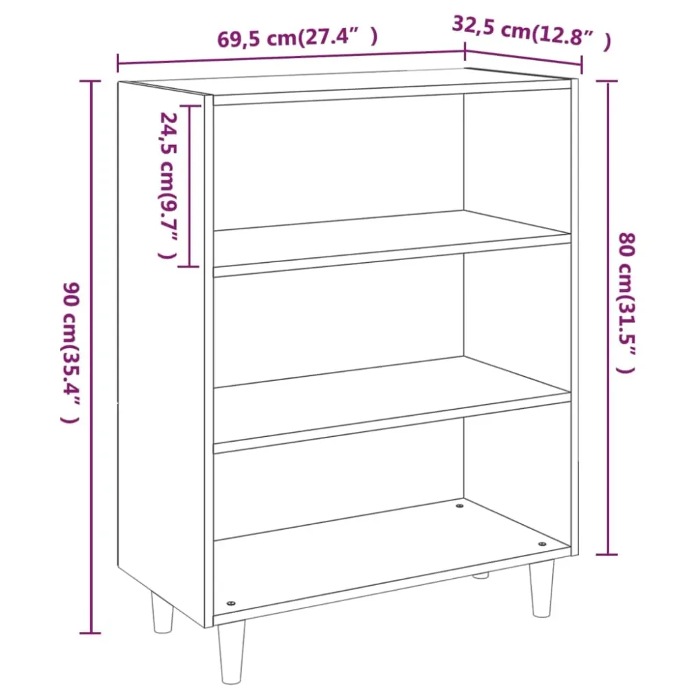 Buffet bahut commode armoire meuble de rangement organisateur cuisine salle de séjour salon 69,5 x 32,5 x 90 cm bois d'ing...